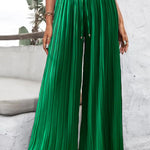 High Waist Casual Pants Drape Pleated Wide Leg Trousers