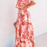 Chest Wrap Printed Full Skirt Dress