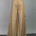 High Waisted Loose Belted Flower Print Pockets Pants Trousers