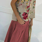 Casual Printed Tank Top & Skirt Cotton Linen Two-piece Set