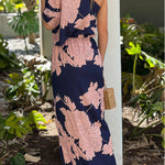 NAVY ONE SHOULDER MAXI DRESS WITH SLIT