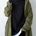 Urban Black&Gray High-Neck Long Sleeve Oversize T-Shirt