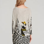 Vintage Loose Printed Split-Joint Sweater