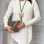Jensine Ribbed Knit Long Sleeve Irregular Hem Loose Sweater