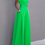 Cap Sleeve Wide Leg Solid Color Jumpsuits