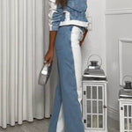 STRAIGHT LEG MID-RISE COMBINED JEANS