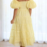 Fashionable One-Shoulder Chiffon Puff Sleeve Swing Midi Dress