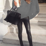 Turtleneck Half Sleeves Oversized Poncho Sweater