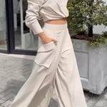 Solid color casual two-piece suit