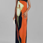 Loose Plus Size Printed Split-Joint Tube Maxi Dresses