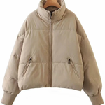 Stand Collar Zipper Pocket Thick Warm Cotton Jacket