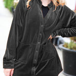 Rust Velvet Button Down Tunic Top