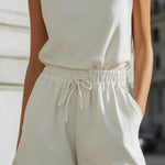 Minimalist Turtleneck Vest & Drawstring Short Set