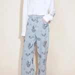 Jhenie Denim Beaded Sequin Floral Pattern Mid Rise Pocket Wide Leg Jeans