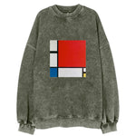 Composition With Red Blue And Yellow Vintage Sweatshirt