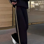 Loose Printed Solid Color Casual Pants Bottoms Trousers