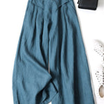 Solid Color Ramie Cotton Plus Size Loose Ninth Wide-Leg Pants