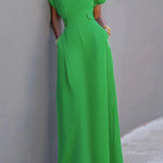 Flying Sleeves Solid Color Split-Joint V-Neck Evening Dresses Maxi Dresses