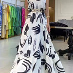 Round Neck Printed Sleeveless Maxi Dress