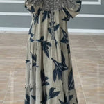 Printed lantern sleeves loose dress