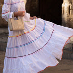 A-Line Long Sleeves Buttoned Contrast Color Elasticity Mock Neck Maxi Dresses