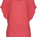 Red Clay Plain Knit Loose Batwing Sleeve Blouse