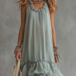 Lightweight Bohemian-style Tiered Ruffle Sleeveless Maxi Dress