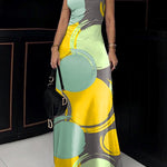 Skinny Sleeveless Printed High Neck Maxi Dresses