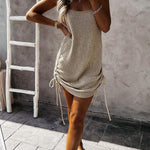 Fashion Sleeveless Lace-up Woolen Dress