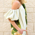 A-Line Loose Elasticity Flower Print One-Shoulder Maxi Dresses