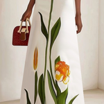 Short Sleeves Flower Print Boat Neck Maxi Dresses