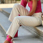 Summer Sweet rose red Hollow Crochet Top