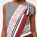 Gracie Unique Print Knotted Scarf Top and Elastic Waist Pocketed Loose Pants Set