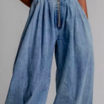 Loose Buttoned Solid Color Zipper Jean Pants Bottoms Knickerbockers Trousers