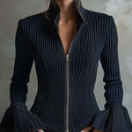 Midnight Sparkle Ribbed Knit Jacket