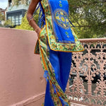 Retro Exotica Navy Blue Printing Two-piece Set