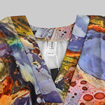 Batwing Sleeves Loose Gauze Printed Split-Joint V-Neck Maxi Dresses