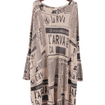 Vintage Loose One-Shoulder Newspaper Printed Split-Joint Sweater