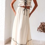 Sexy Suspender Strap Top and Elastic Waist Elegant Skirt Set