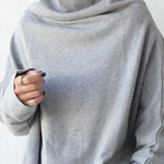 Urban Black&Gray High-Neck Long Sleeve Oversize T-Shirt
