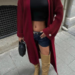 Warm Harvest Knit Button Detail Belted Duster Maxi Cardigan