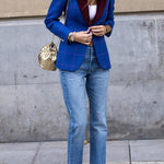 Stylish contrasting lapel blazer