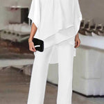 Irregular bat sleeve jumpsuit two-piece suit