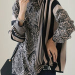 Long Sleeves Loose Striped Pullovers