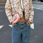 Stand Collar Reversible Quilted Cropped Jacket