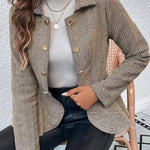 Lapel Jacquard Ruffle Slim Double-breasted Blazer