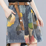Original Floral Wide Leg Denim Shorts Bottoms