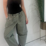 Street Style Drawstring Elastic Waist Pocketed Cargo Pants