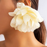Solid Color Three-Dimensional Flower Drop Earrings