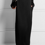 Long Sleeves Loose Solid Color Round-Neck Maxi Dresses